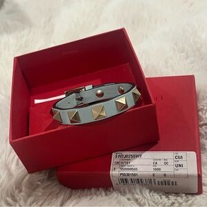 Valentino Blue Leather Rockstud Bracelet